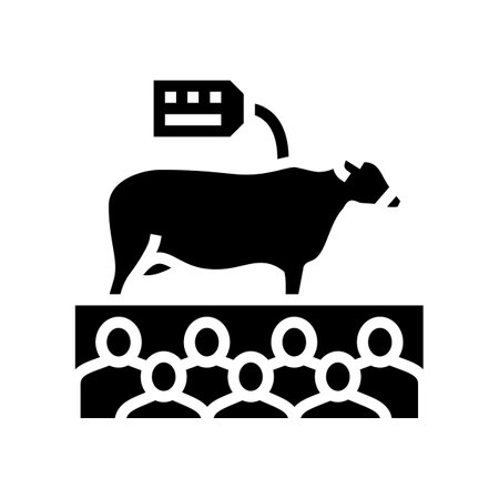 livestock auction glyph icon vector illustrationのイラスト素材