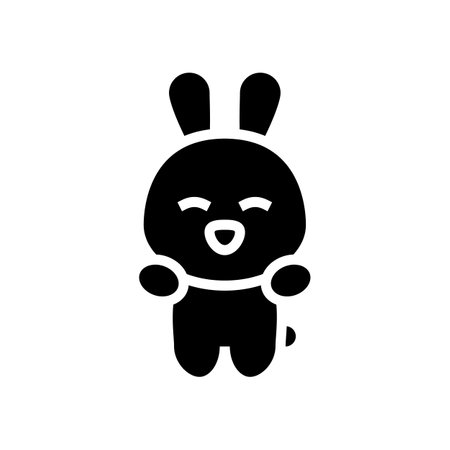 cute mascot glyph icon vector illustrationのイラスト素材