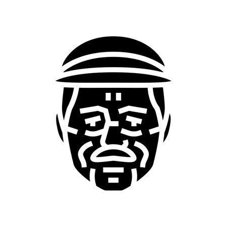 pensioner old man avatar glyph icon vector illustrationのイラスト素材
