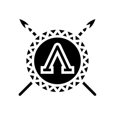 badge spartan roman greek glyph icon vector illustrationのイラスト素材