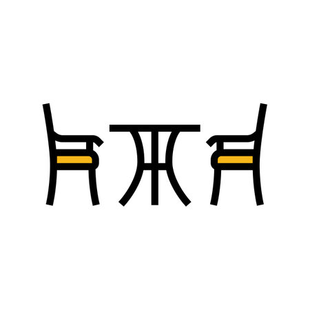 bistro set outdoor furniture color icon vector illustrationのイラスト素材