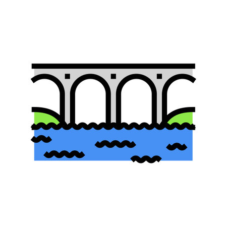 viaduct bridge color icon vector illustrationのイラスト素材