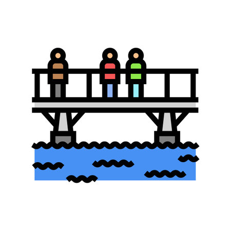 footbridge bridge color icon vector illustrationのイラスト素材