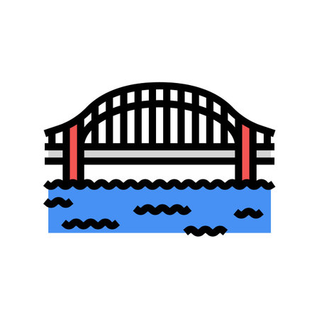 tied arch bridge color icon vector illustrationのイラスト素材