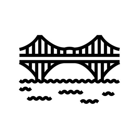cantilever bridge line icon vector illustration