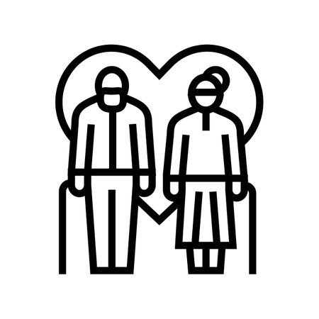 love elderly leisure line icon vector illustrationのイラスト素材