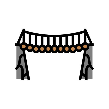 wooden bridge color icon vector illustrationのイラスト素材