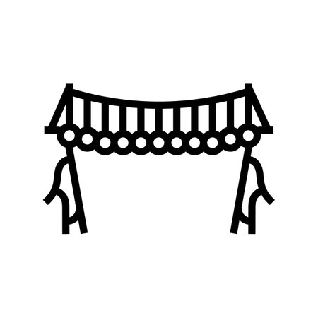 wooden bridge line icon vector illustrationのイラスト素材