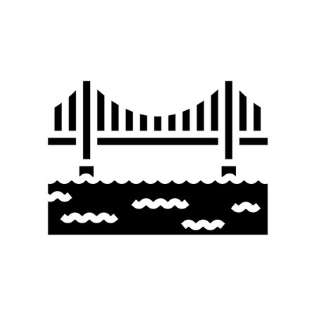 suspension bridge glyph icon vector illustrationのイラスト素材