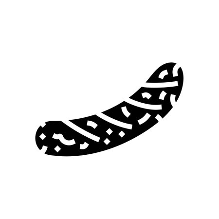 smoked sausage meat glyph icon vector illustrationのイラスト素材