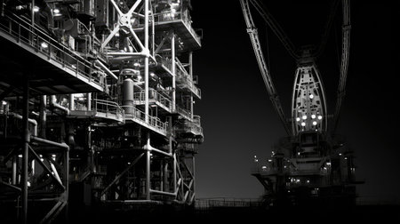 industrial oil and gas black and whiteの素材