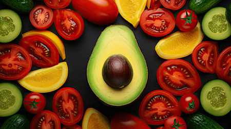 vegetables half avocado backgroundの素材