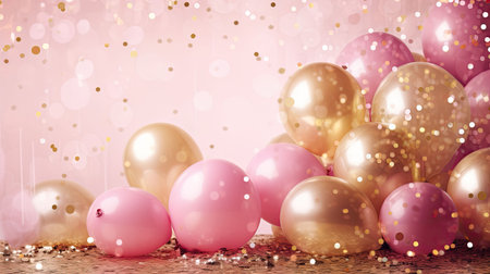 party pink and gold glitter backgroundの素材