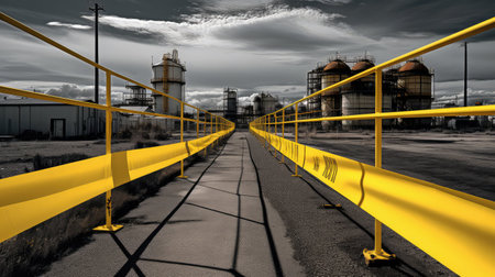 spill black and yellow caution borderの素材