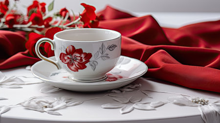 porcelain red gray white backgroundの素材