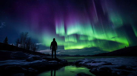 night northern lights personの素材