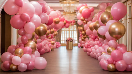 adorned pink and gold balloonsの素材