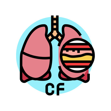 cystic fibrosis disease color icon vector illustrationのイラスト素材