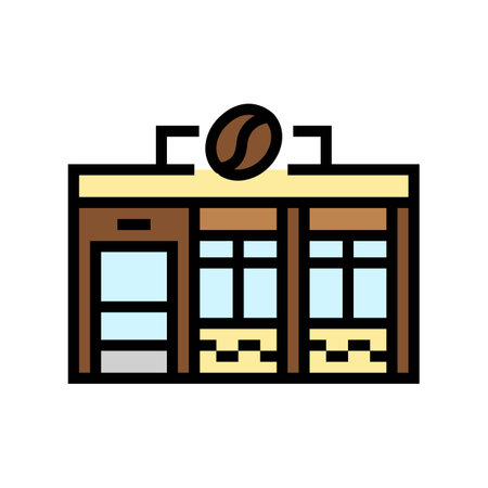 coffeehouse street food cafe color icon vector illustrationのイラスト素材