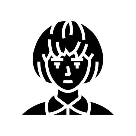 avatar japan school girl glyph icon vector illustrationのイラスト素材