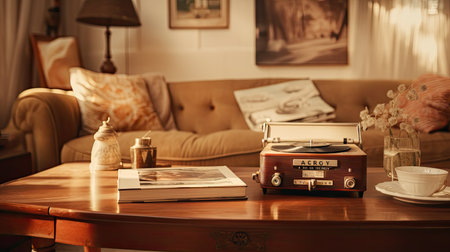 vintage blurred interior home coffee tableの素材