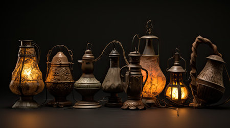 pottery ancient oil lampの素材