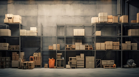 shelves blurred warehouse interior wallの素材