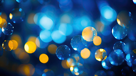 festive blue and yellow bokehの素材