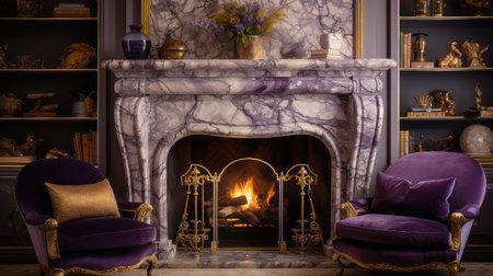 elegant purple and gold marbleの素材