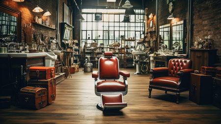 vintage blurred barber interiorの素材