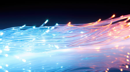 glow fiber optic cable white backgroundの素材