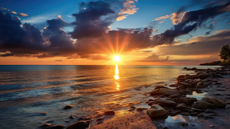 beach sunrays sun setの素材