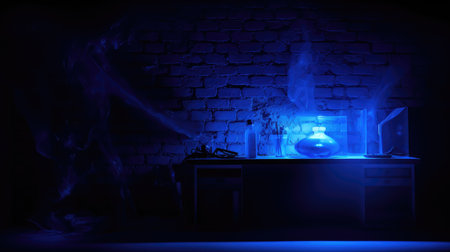 neon blue light dark backgroundの素材