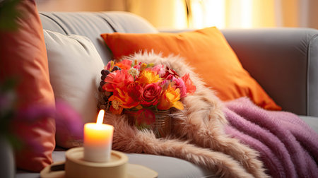 throw blurred interior decorationの素材