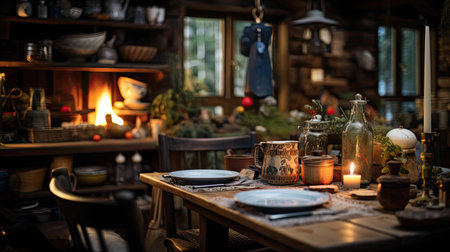 dining blurred cabin interiorの素材