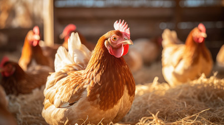 straw litter chicken farmの素材
