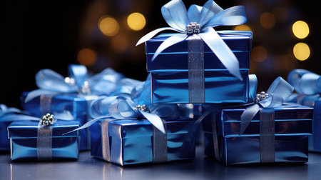 composition gift box blue ribbonの素材