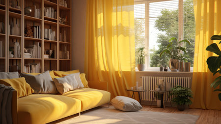 cheerful yellow curtainの素材