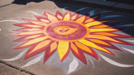vibrant sun chalk drawingの素材
