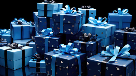 stack gift box blue ribbonの素材