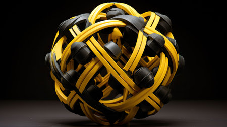 interlocking black and yellow geometricの素材