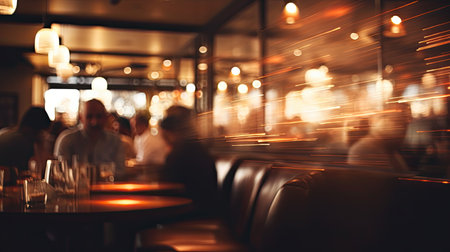 warm blurred restaurant interiorsの素材