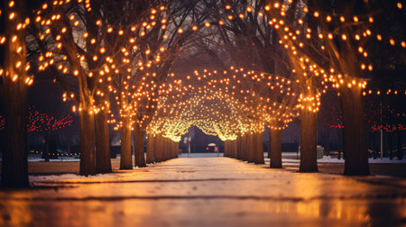 twinkling bokeh christmas lightsの素材