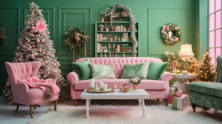 decor pink and green christmasの素材