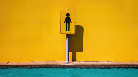 pool yellow caution signの素材