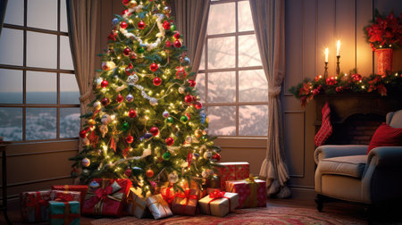 tinsel christmas tree christmas lightsの素材