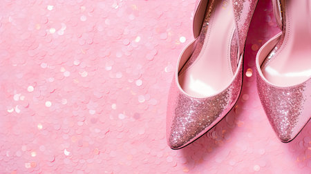 shoes pink glitter borderの素材