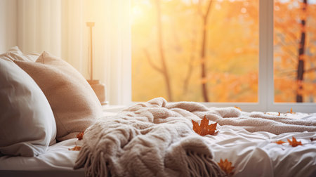 serene blurred fall home interiorの素材