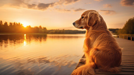 peaceful golden retreiverの素材