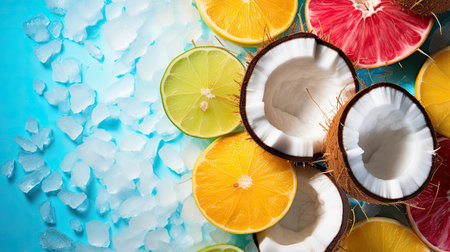 vibrant slice coconut backgroundの素材